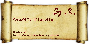 Szvák Klaudia névjegykártya